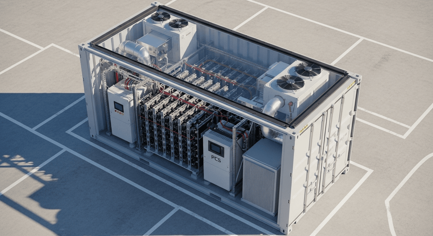 BESS Container Energy Storage System - Internal Components Diagram